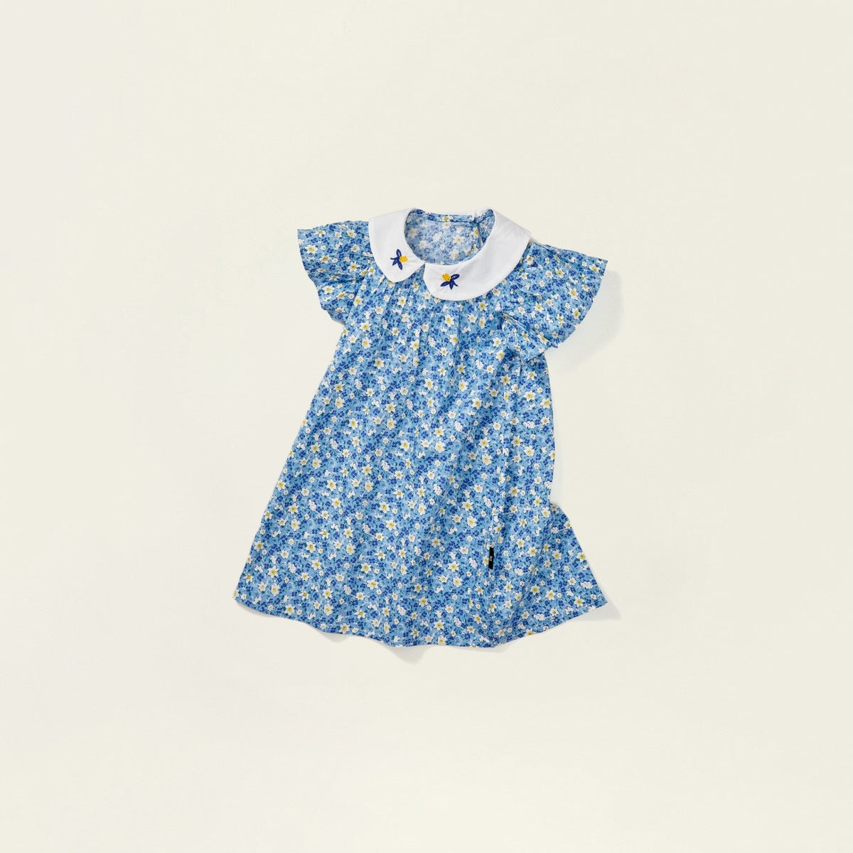 Cosmos print Girls Dress - Blue