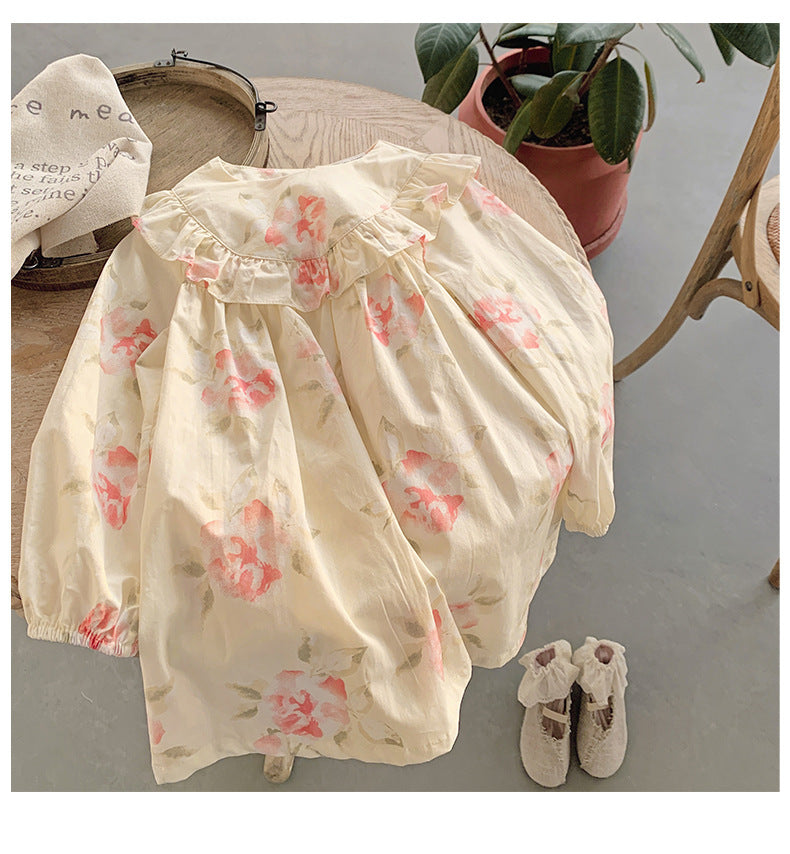Autumn Floral print Korean st Dress