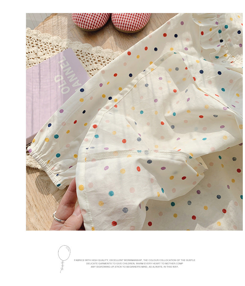 Rose Embroidered dot dress - white