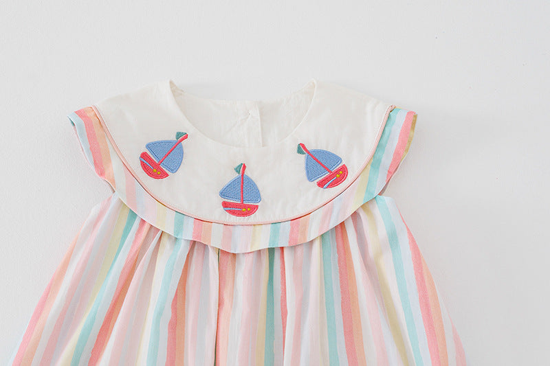 Girl's Yacht Embroidered Dress