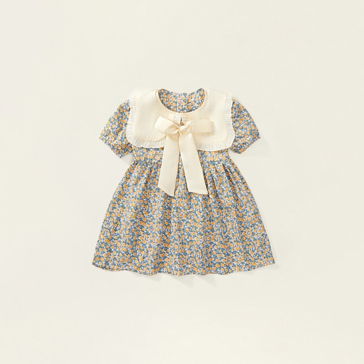 Massive Ribbon Floral Dress - Blue