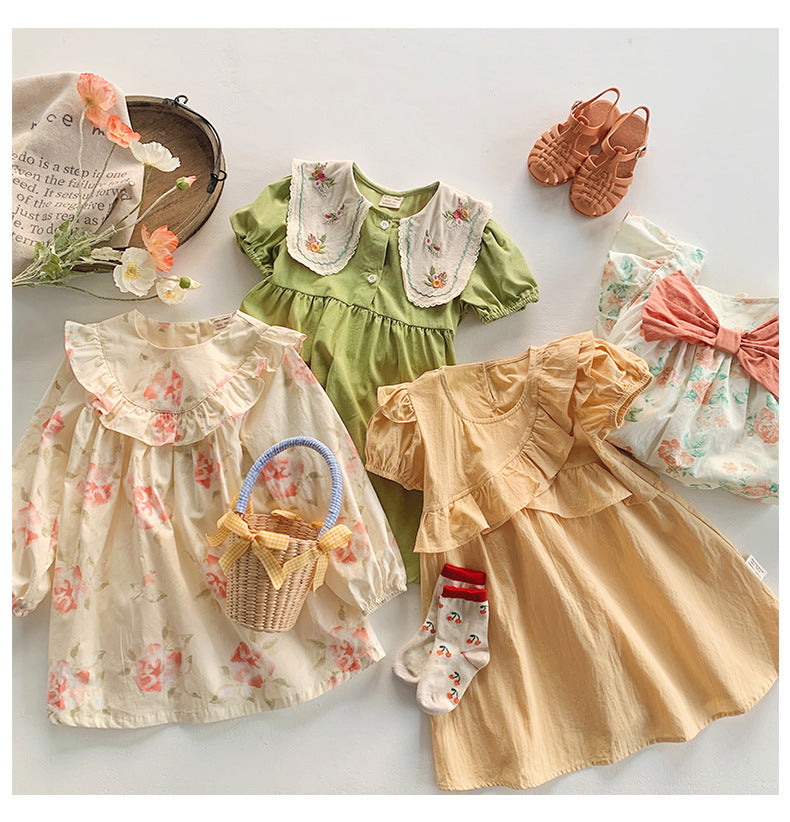 Autumn Floral print Korean st Dress