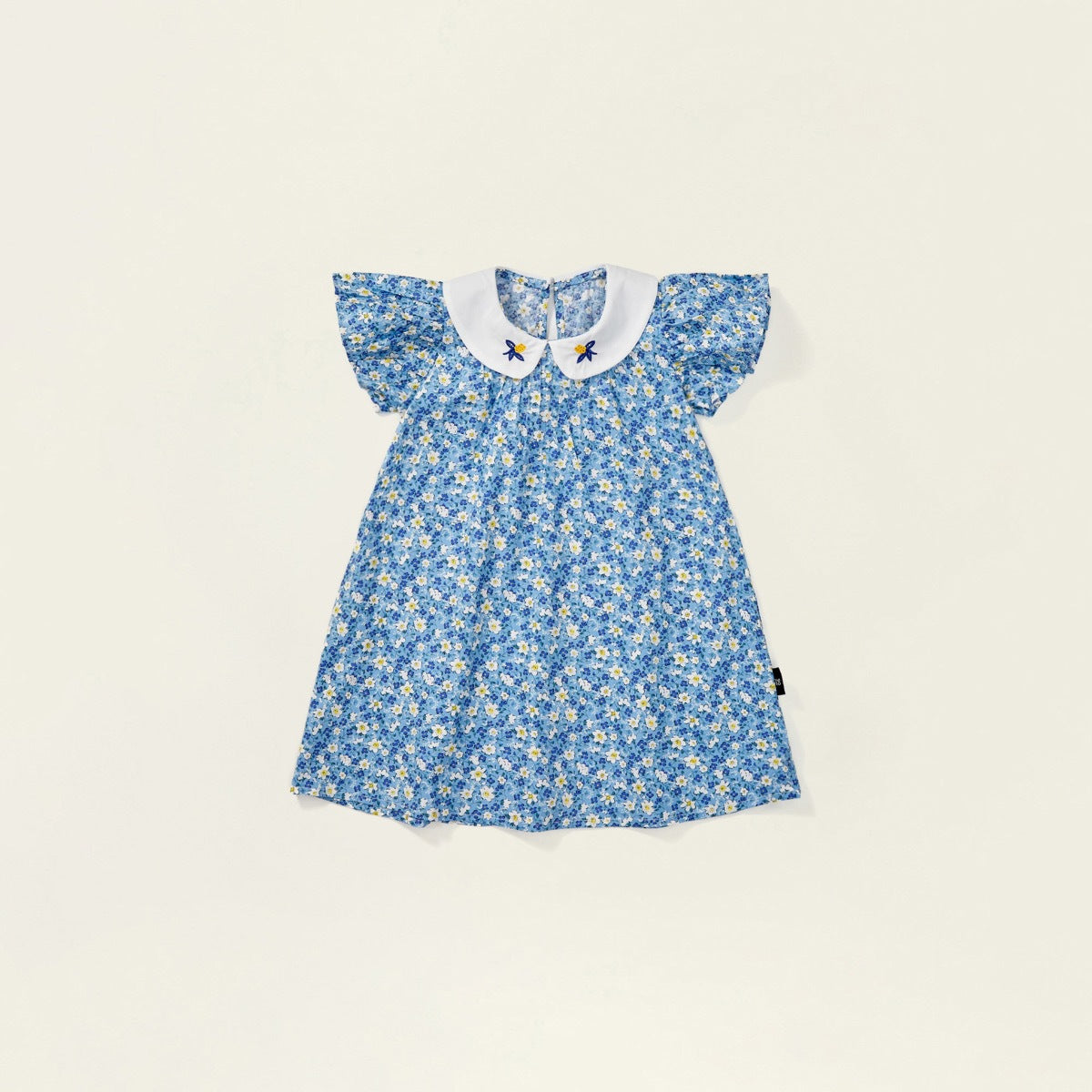 Cosmos print Girls Dress - Blue