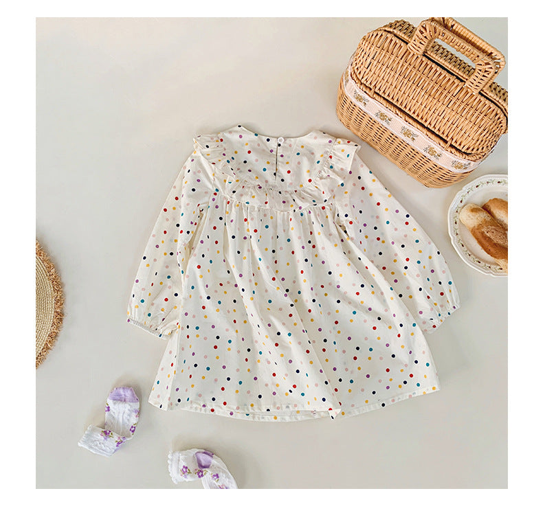 Rose Embroidered dot dress - white