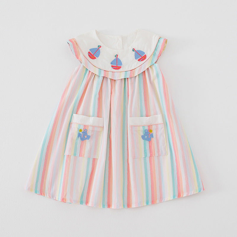 Girl's Yacht Embroidered Dress