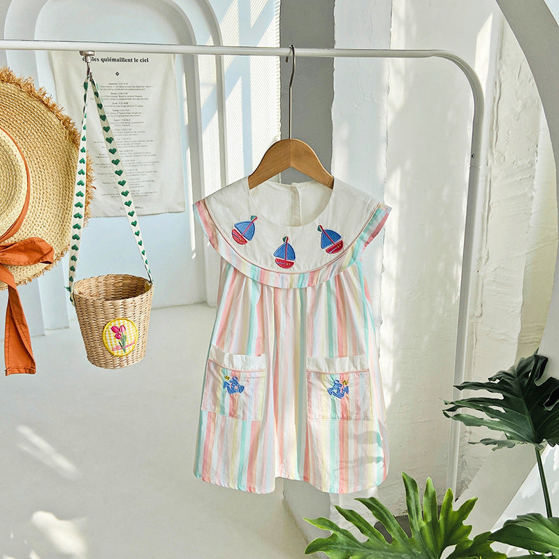 Girl's Yacht Embroidered Dress